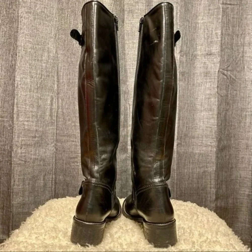 Cole Haan blk leather riding‎ boots w/ vibram soles